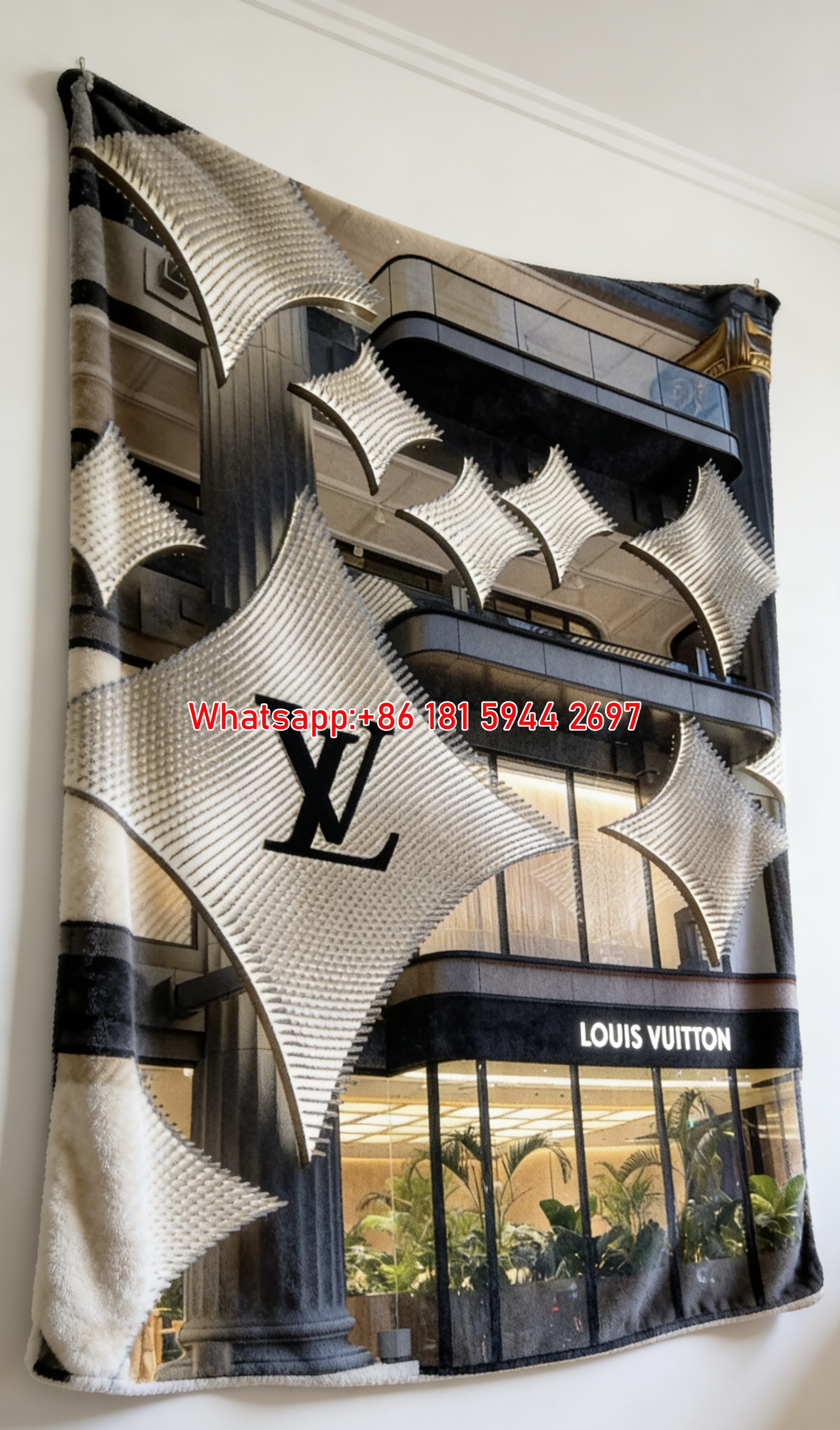 LV Flagship Store Blanket Modern LV Facade Blanket 101